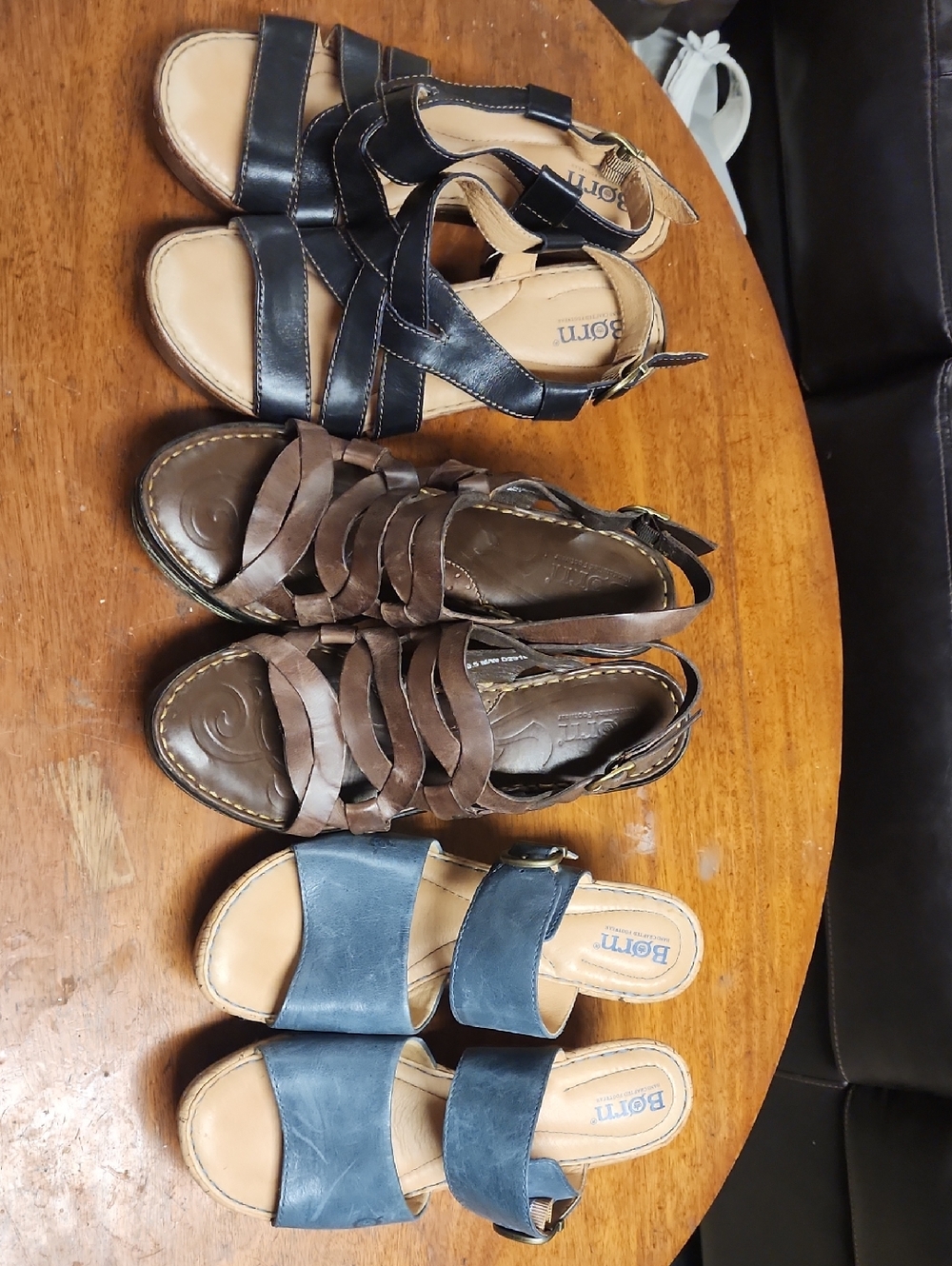 Born Women's Black and Brown Leather Sandals Trio